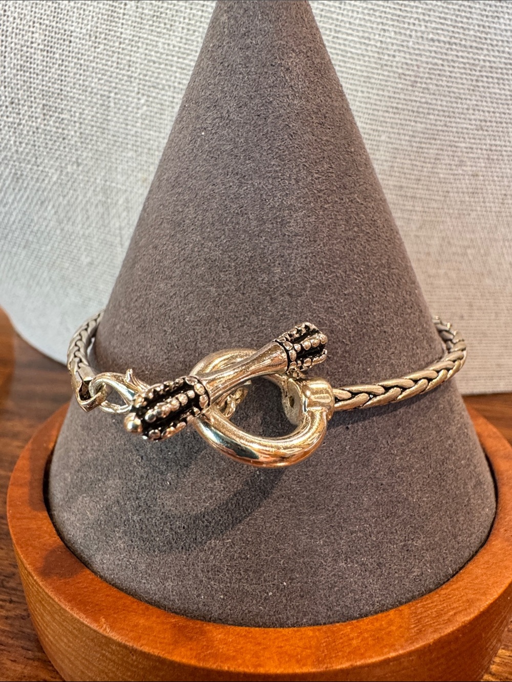 Silver Knot Bracelet with Black Accent Beads